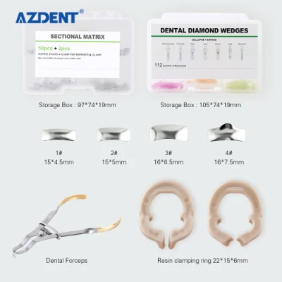 Azdent Dentaire Sectionnel Profilé Matrice En Acier Inoxydable Bandes 100PCS + 2 Anneau Kit